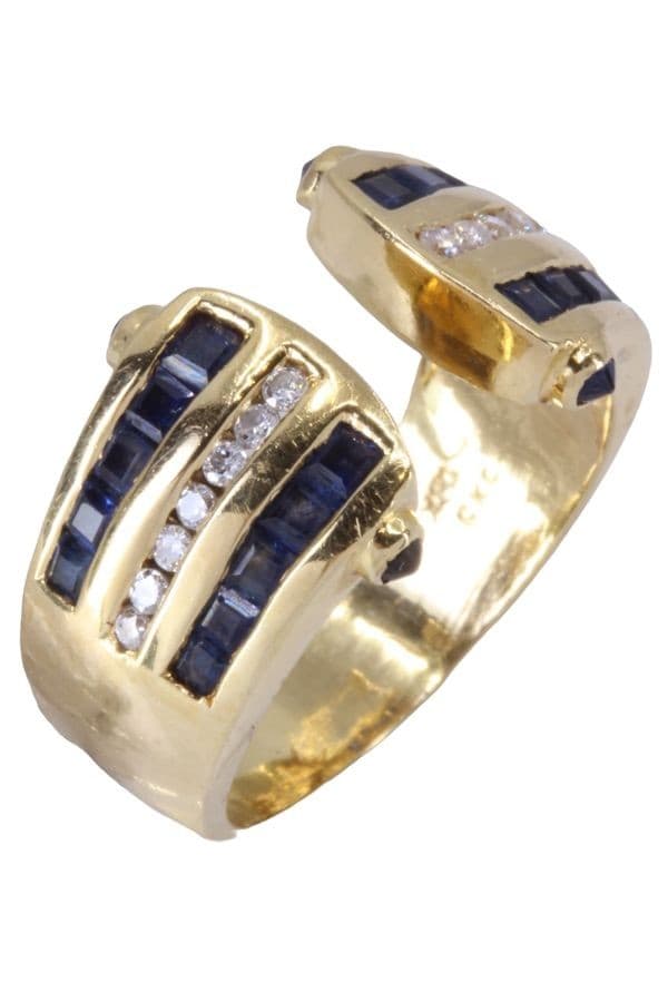 BAGUE MODERNE SAPHIRS ET DIAMANTS — vue 4