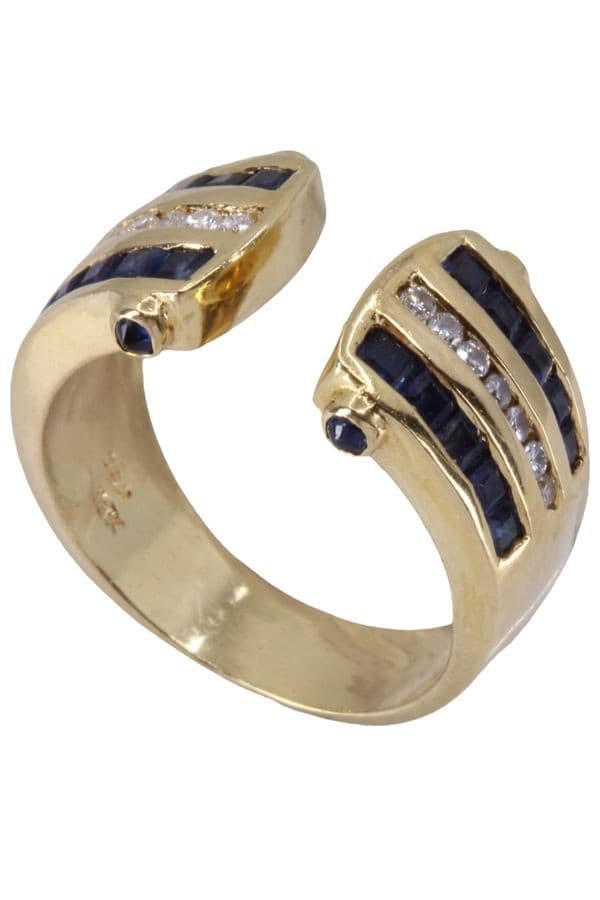BAGUE MODERNE SAPHIRS ET DIAMANTS — vue 5