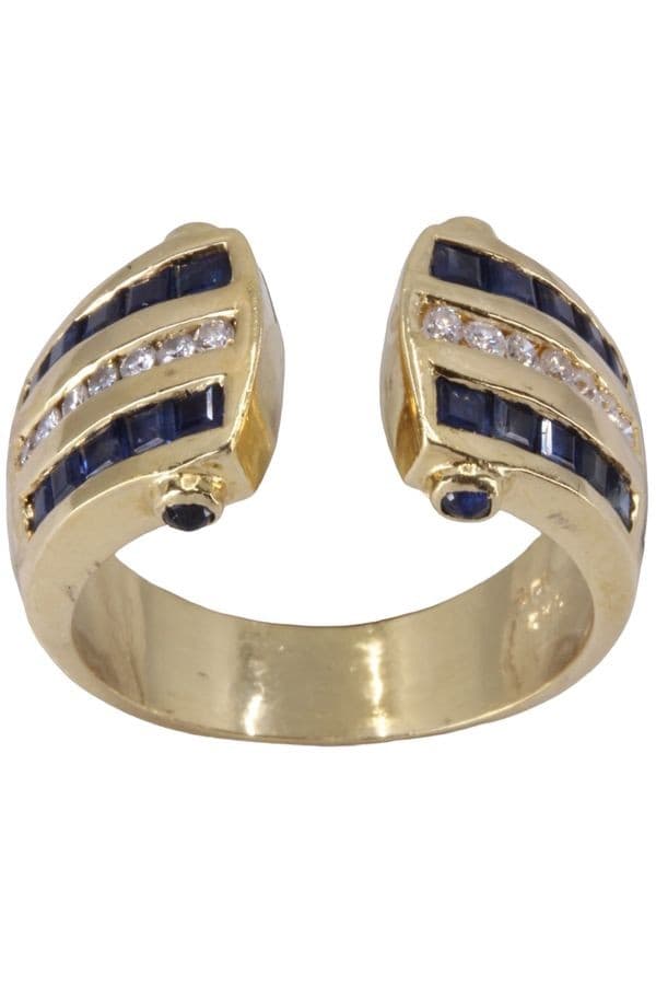 BAGUE MODERNE SAPHIRS ET DIAMANTS — vue 1