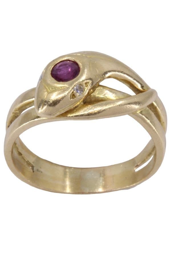 BAGUE SERPENT RUBIS ET DIAMANTS — vue 1