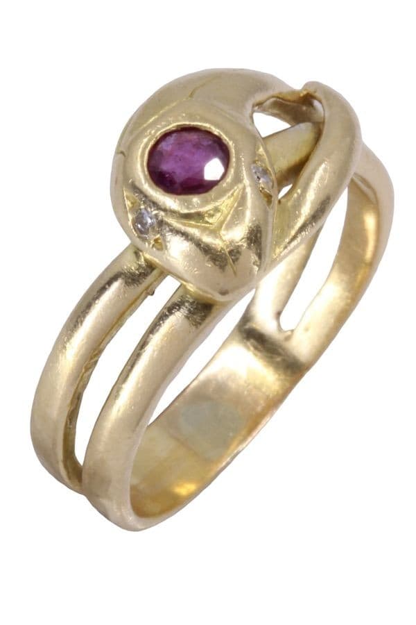 BAGUE SERPENT RUBIS ET DIAMANTS — vue 3