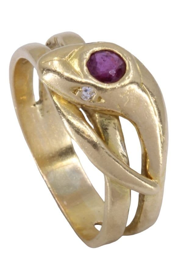 BAGUE SERPENT RUBIS ET DIAMANTS — vue 5
