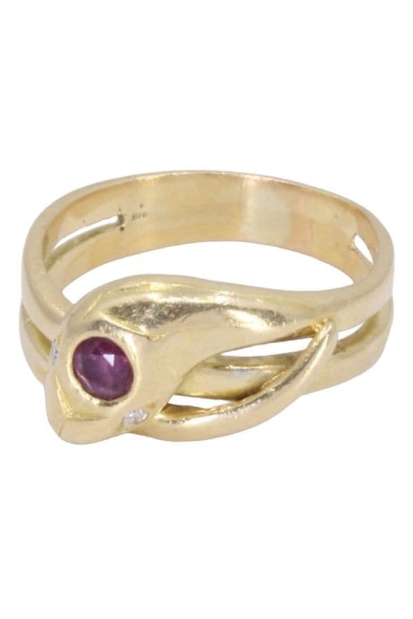 BAGUE SERPENT RUBIS ET DIAMANTS — vue 6