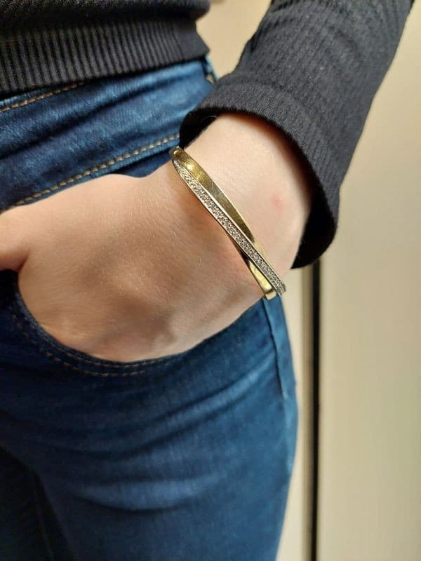 BRACELET JONC OUVRANT DIAMANTS — vue 2