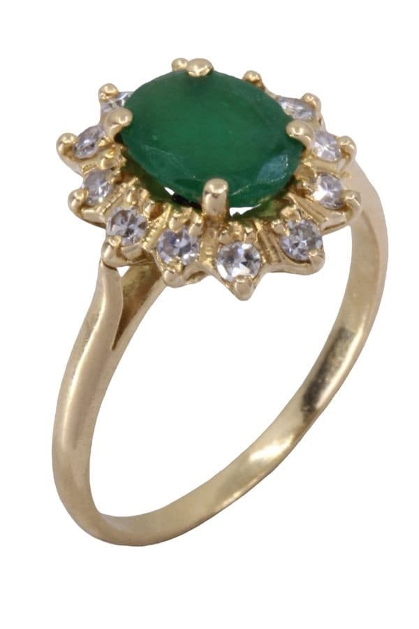 BAGUE POMPADOUR ÉMERAUDE ET DIAMANTS — vue 3