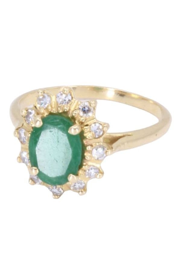 BAGUE POMPADOUR ÉMERAUDE ET DIAMANTS — vue 6