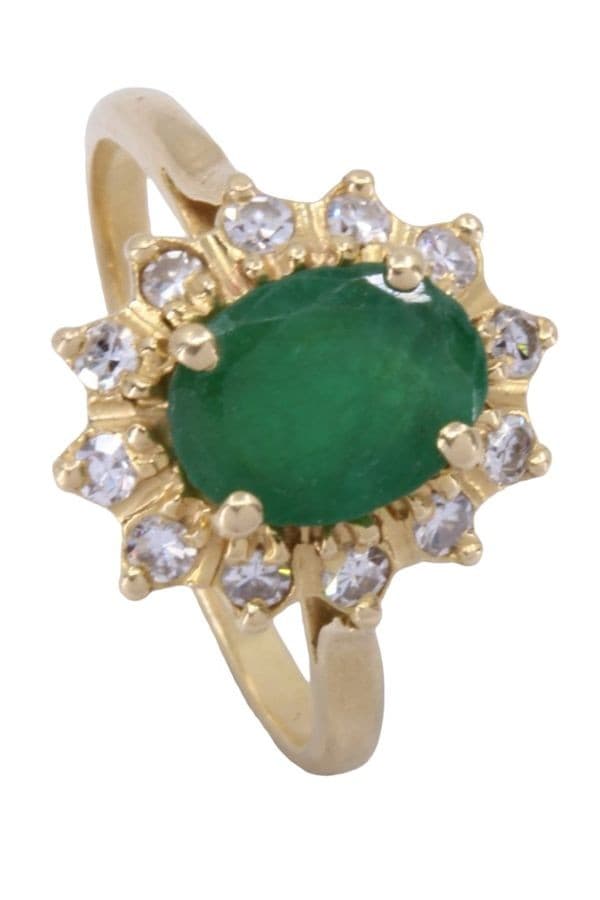 BAGUE POMPADOUR ÉMERAUDE ET DIAMANTS — vue 4