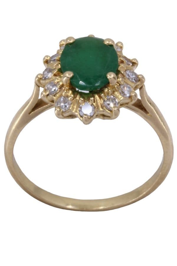 BAGUE POMPADOUR ÉMERAUDE ET DIAMANTS — vue 1