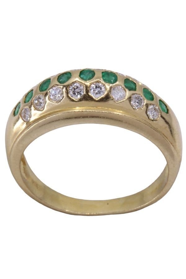 BAGUE JONC ÉMERAUDES ET DIAMANTS — vue 1