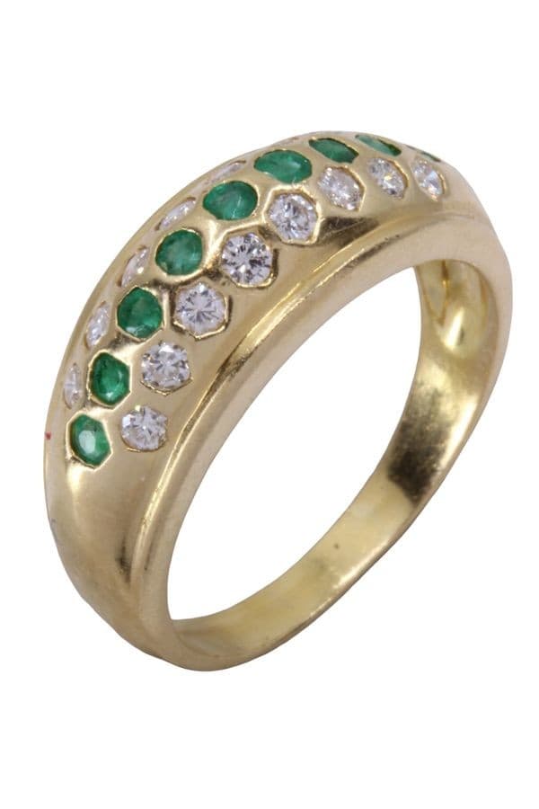 BAGUE JONC ÉMERAUDES ET DIAMANTS — vue 3