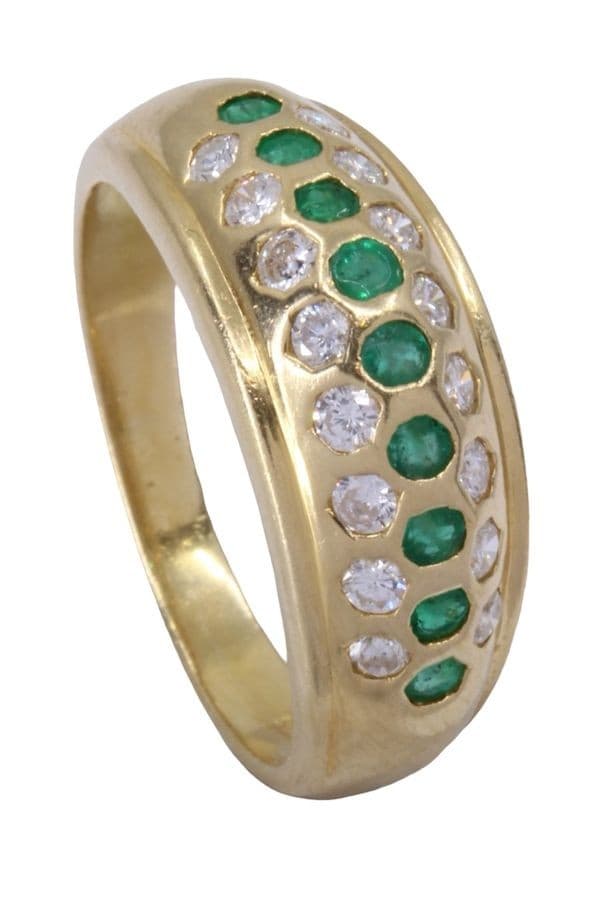 BAGUE JONC ÉMERAUDES ET DIAMANTS — vue 4
