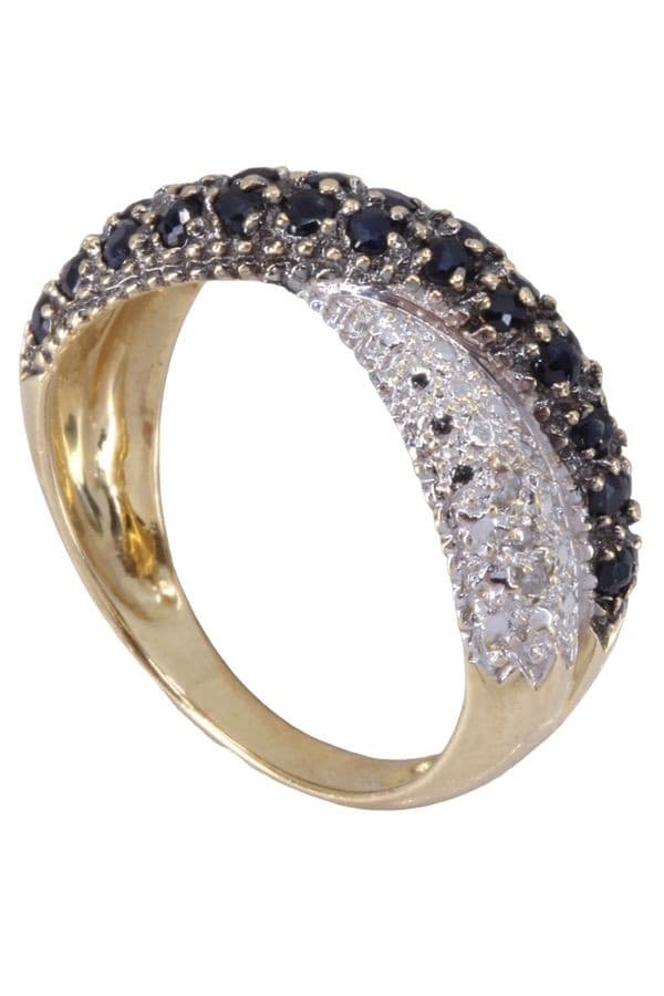 BAGUE MODERNE SAPHIRS ET DIAMANTS — vue 3
