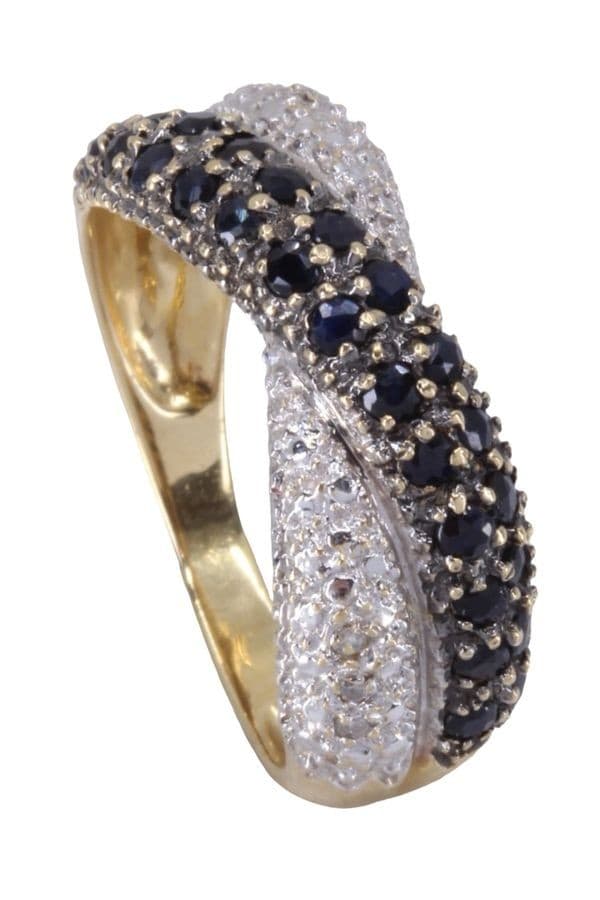 BAGUE MODERNE SAPHIRS ET DIAMANTS — vue 4