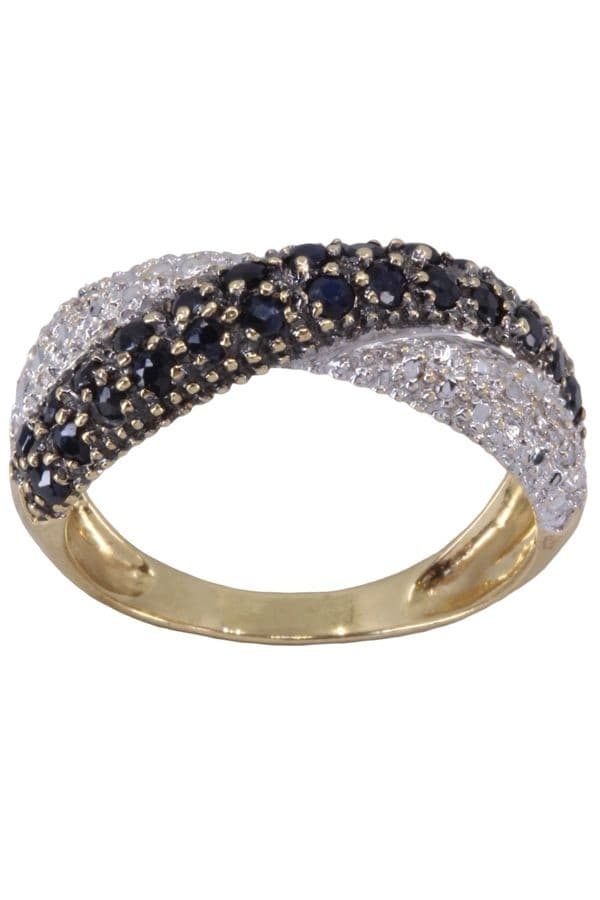 BAGUE MODERNE SAPHIRS ET DIAMANTS — vue 1