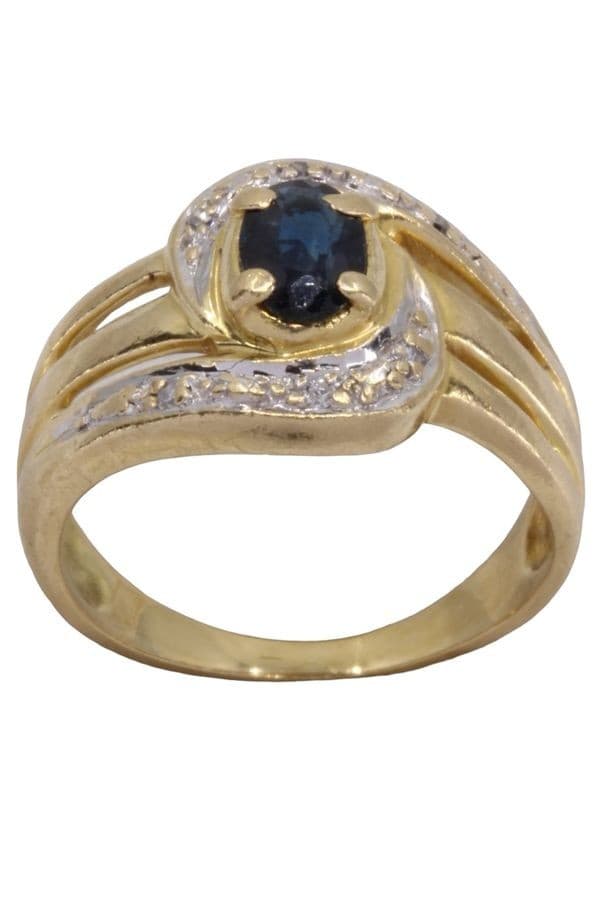 BAGUE MODERNE SAPHIR ET DIAMANTS — vue 1