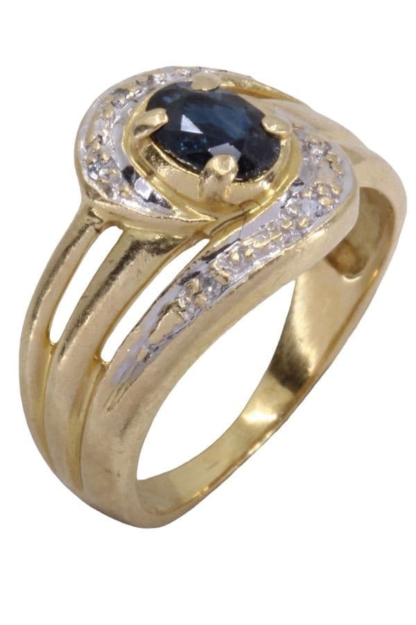 BAGUE MODERNE SAPHIR ET DIAMANTS — vue 3