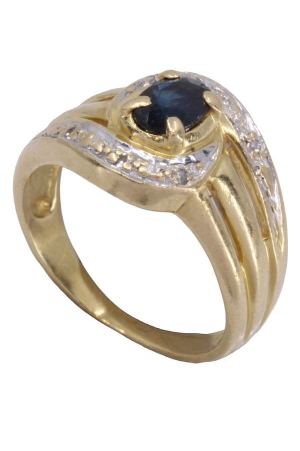 BAGUE MODERNE SAPHIR ET DIAMANTS — vue 5