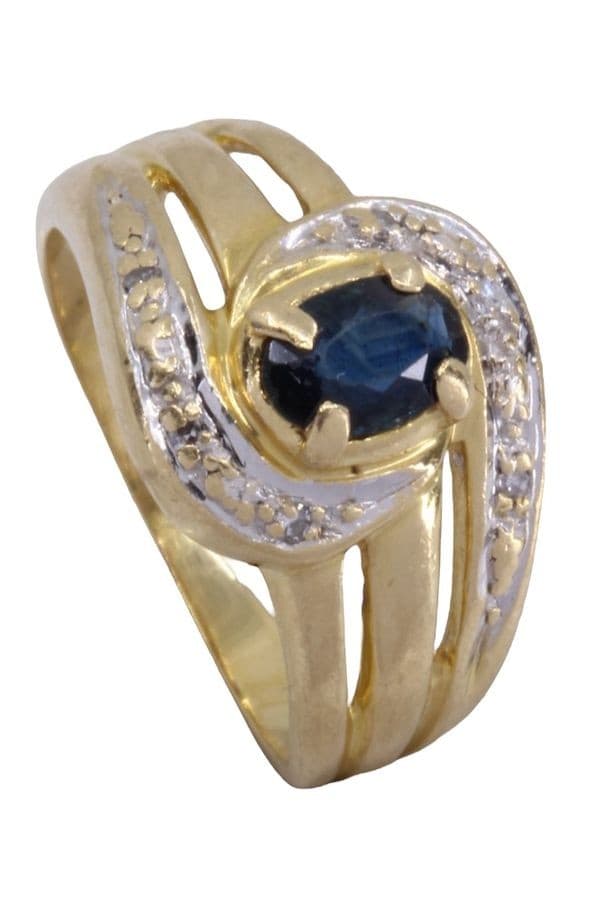 BAGUE MODERNE SAPHIR ET DIAMANTS — vue 4