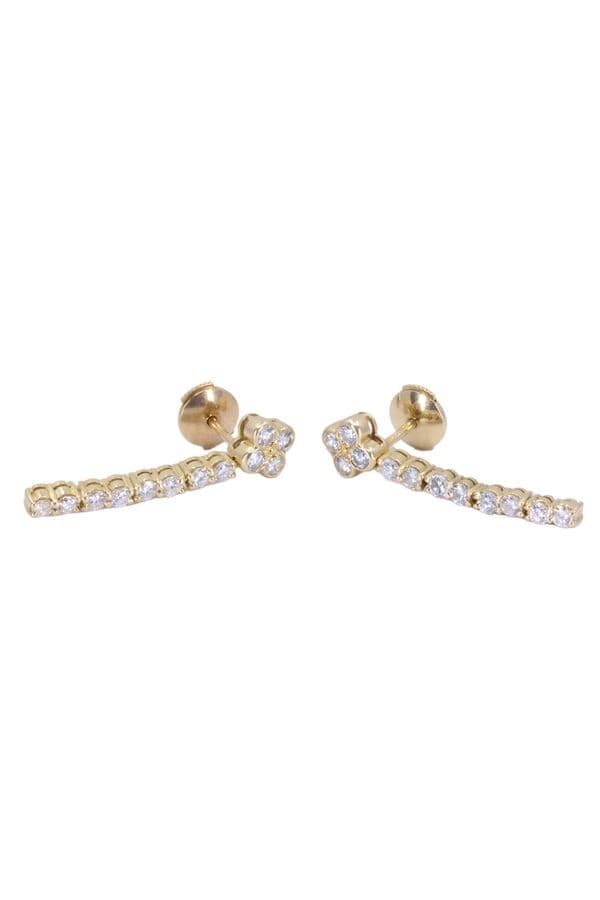BOUCLES D'OREILLES PENDANTES TRÉFLES DIAMANTS — vue 3