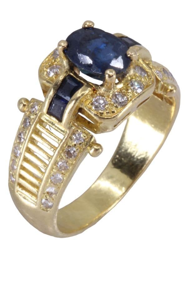 BAGUE MODERNE SAPHIRS ET DIAMANTS — vue 3