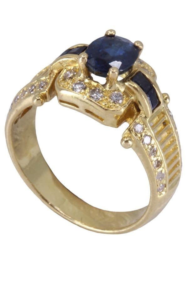 BAGUE MODERNE SAPHIRS ET DIAMANTS — vue 4