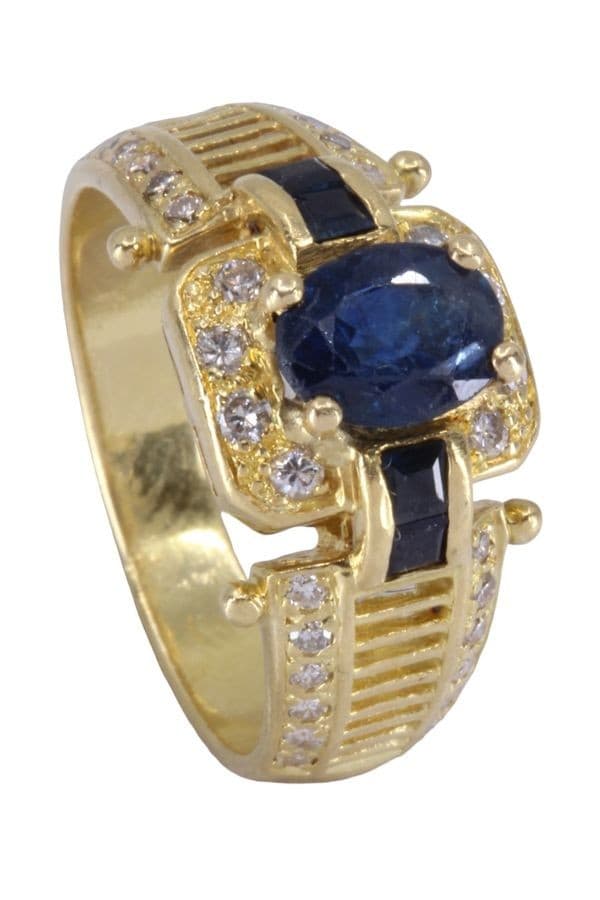 BAGUE MODERNE SAPHIRS ET DIAMANTS — vue 5