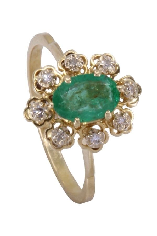 BAGUE MARGUERITE ÉMERAUDE ET DIAMANTS — vue 4