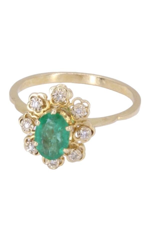 BAGUE MARGUERITE ÉMERAUDE ET DIAMANTS — vue 6