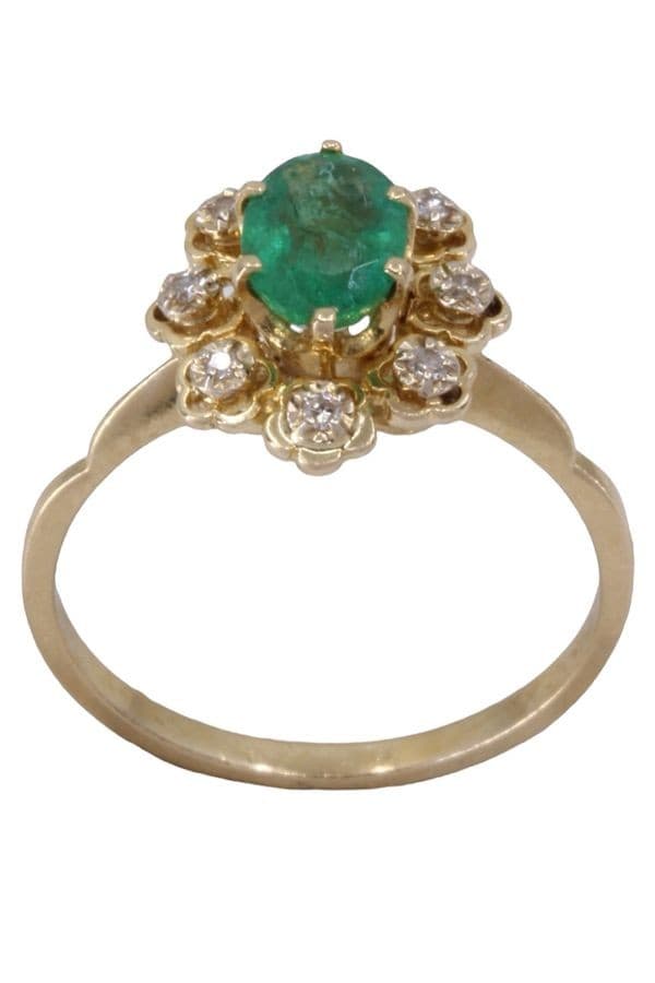 BAGUE MARGUERITE ÉMERAUDE ET DIAMANTS — vue 1