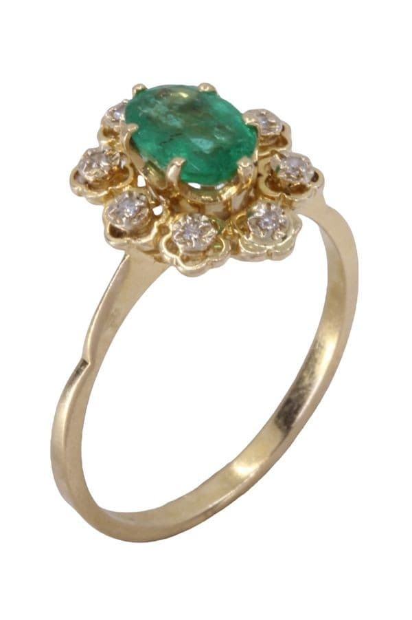 BAGUE MARGUERITE ÉMERAUDE ET DIAMANTS — vue 5