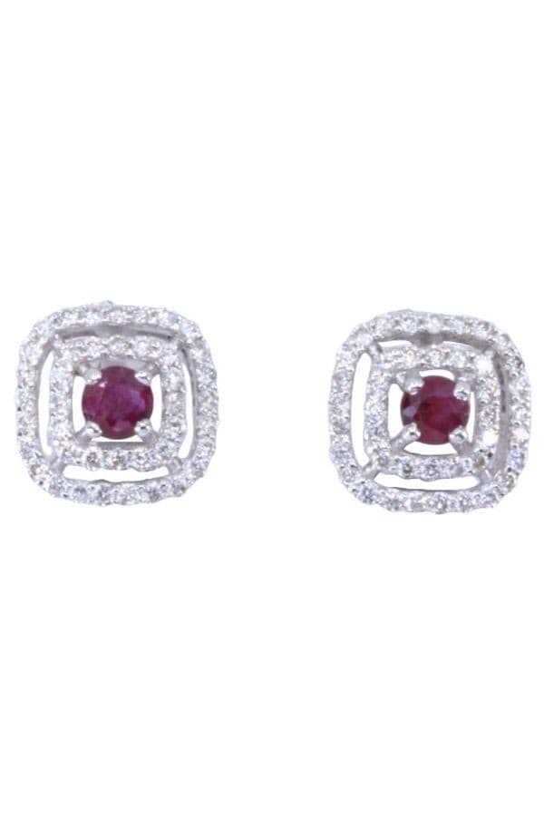 BOUCLES D'OREILLES RUBIS ET DIAMANTS — vue 1