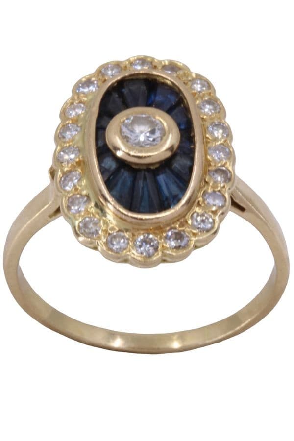BAGUE MARQUISE SAPHIRS ET DIAMANTS — vue 1