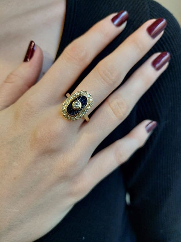 BAGUE MARQUISE SAPHIRS ET DIAMANTS — vue 2