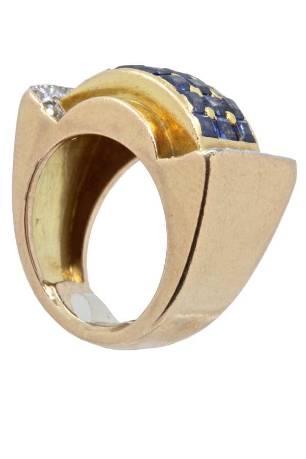 BAGUE TANK SAPHIRS ET DIAMANTS — vue 4