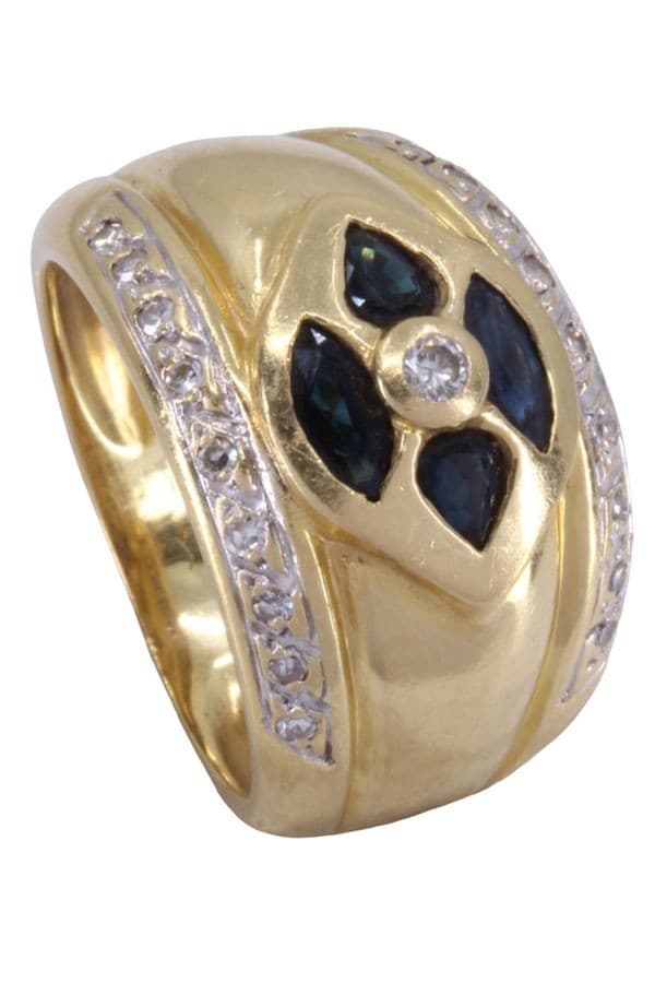 BAGUE JONC SAPHIRS ET DIAMANTS — vue 3