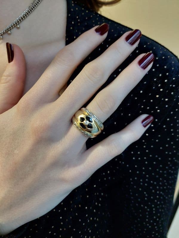 BAGUE JONC SAPHIRS ET DIAMANTS — vue 2
