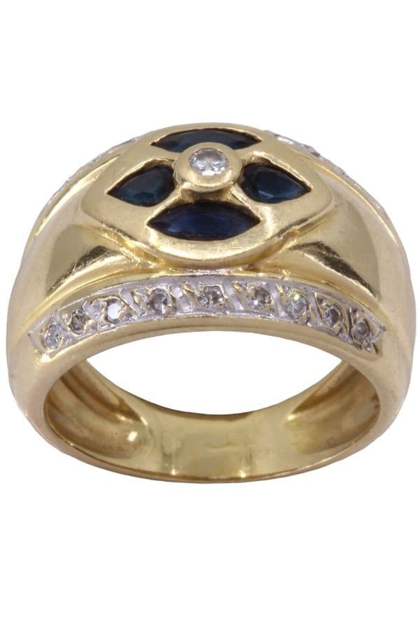 BAGUE JONC SAPHIRS ET DIAMANTS — vue 1