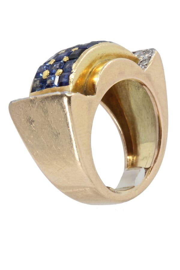 BAGUE TANK SAPHIRS ET DIAMANTS — vue 6