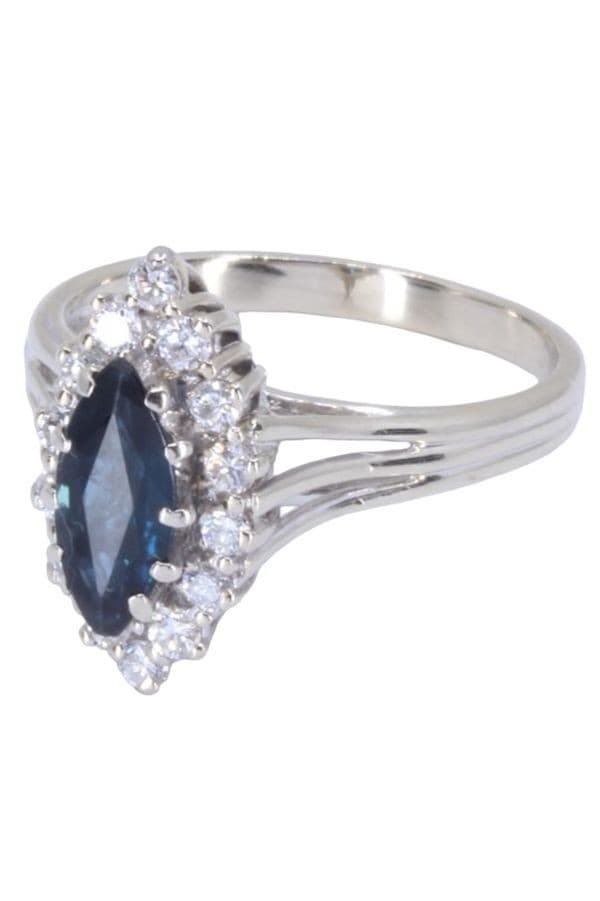 BAGUE MARQUISE SAPHIR ET DIAMANTS — vue 6