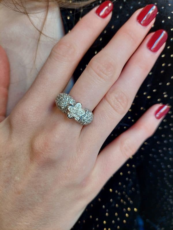 BAGUE FLEUR PAVAGE DIAMANTS — vue 2