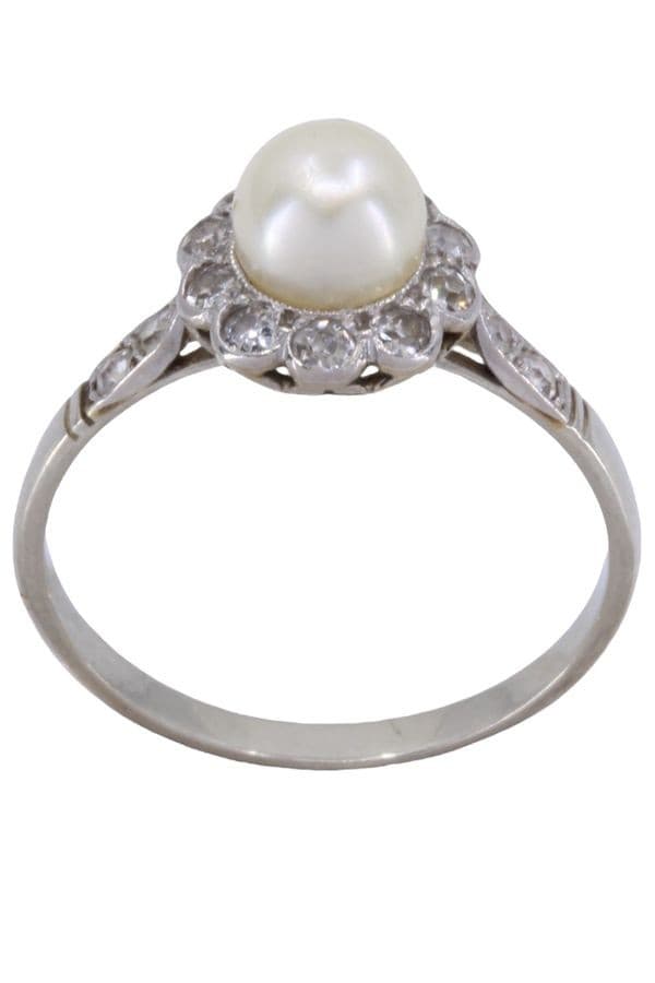 BAGUE ART-DÉCO PERLE ET DIAMANTS — vue 1