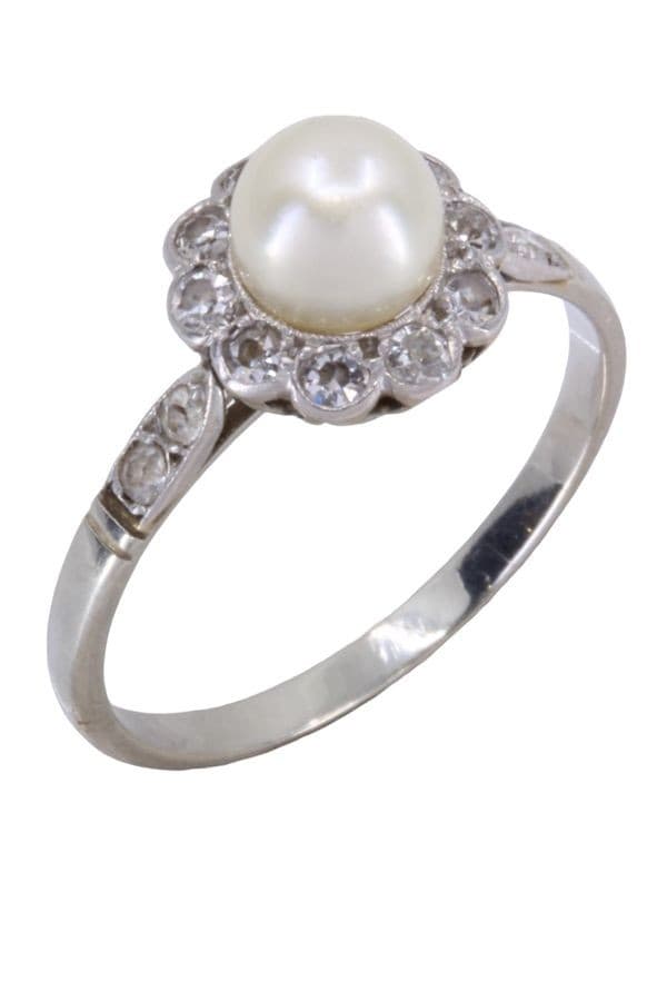 BAGUE ART-DÉCO PERLE ET DIAMANTS — vue 3