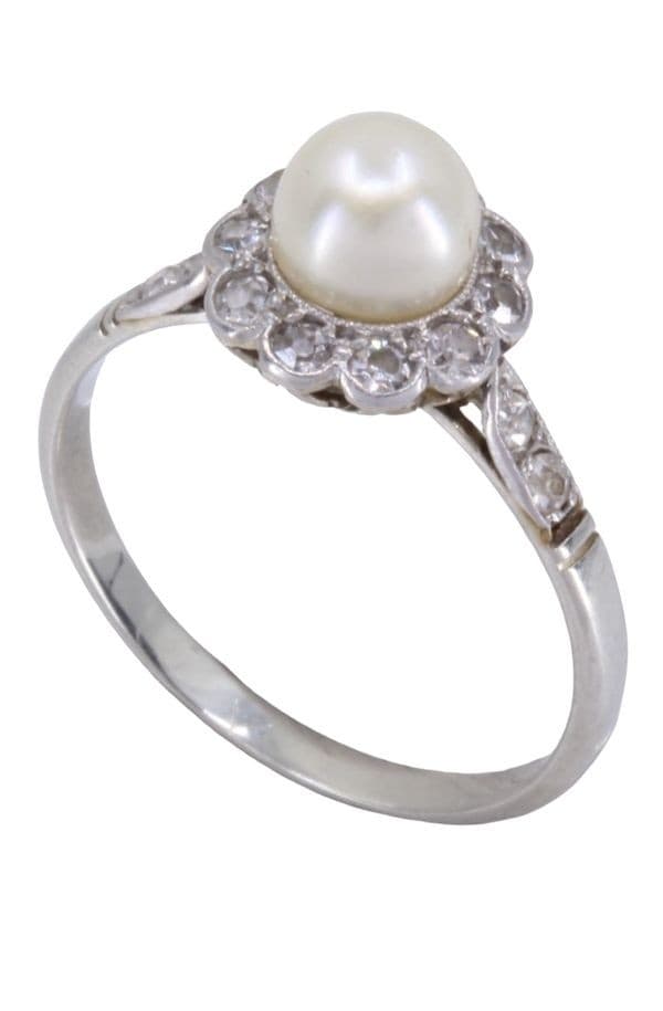 BAGUE ART-DÉCO PERLE ET DIAMANTS — vue 4