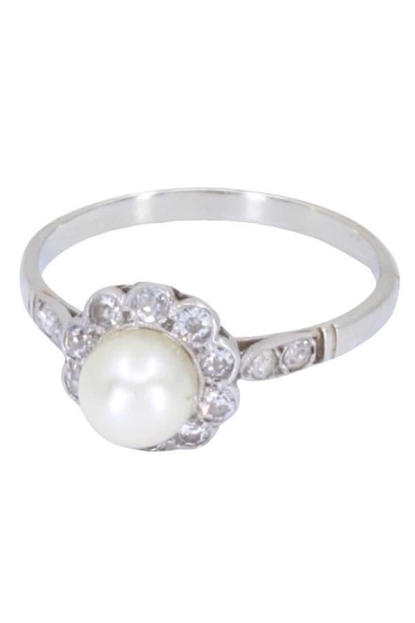 BAGUE ART-DÉCO PERLE ET DIAMANTS — vue 6