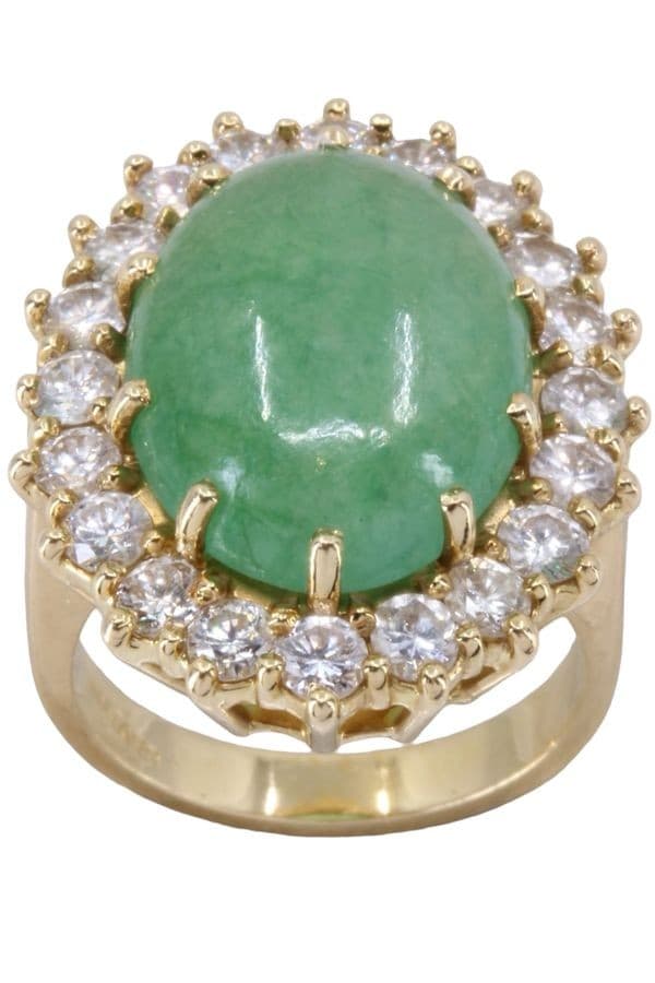 BAGUE POMPADOUR JADE ET DIAMANTS — vue 1
