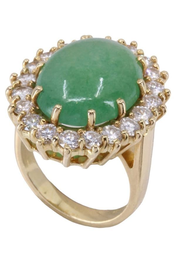 BAGUE POMPADOUR JADE ET DIAMANTS — vue 5