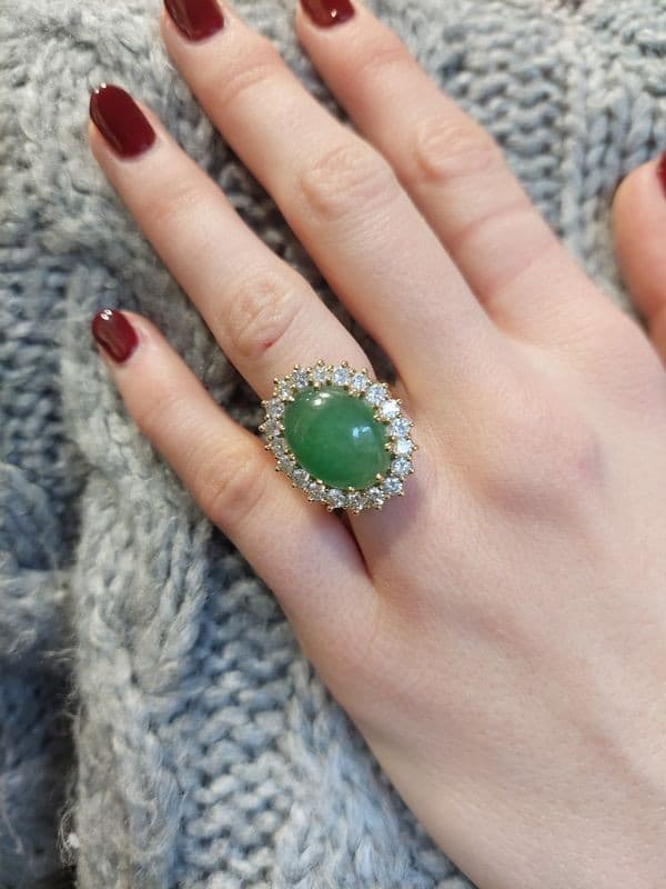 BAGUE POMPADOUR JADE ET DIAMANTS — vue 2
