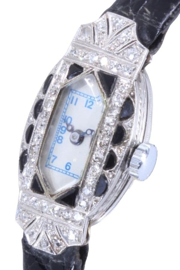 MONTRE ART-DÉCO ONYX ET DIAMANTS — vue 4