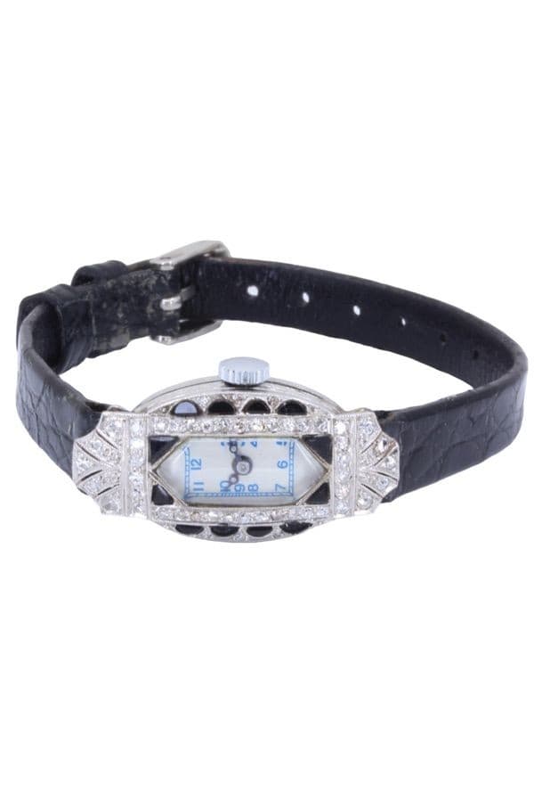 MONTRE ART-DÉCO ONYX ET DIAMANTS — vue 5