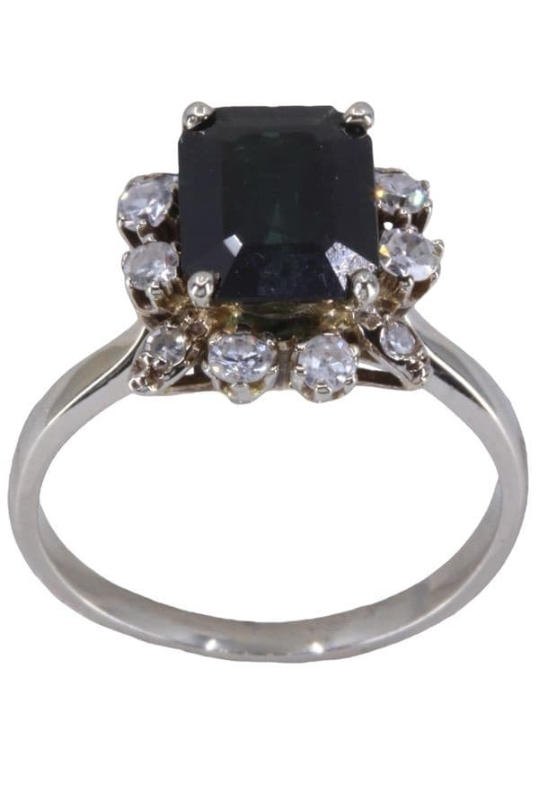 BAGUE MARGUERITE SAPHIR ET DIAMANTS — vue 1